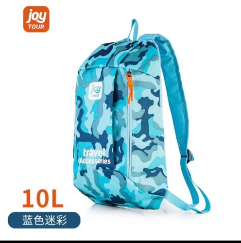 JOYTOUR 背包10L 休閑小背包雙肩包男女兒童旅行運動包迷彩包戶外登山包 迷彩藍色